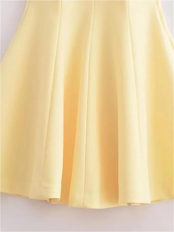 Solid Backless Mini Dress Women Sleeveless Casual Short Dresses with Pockets for Summer Daily Party Outfits