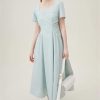 Women’S Cotton Square Neck Sundress - High Waist Casual Summer Office Wear