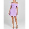 Women’s Off-Shoulder Patchwork Dress - Slash Neck Backless Evening Gown