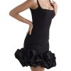 Women’s Square Neck Mini Dress - Sleeveless Color-Block Slimming Party Outfit
