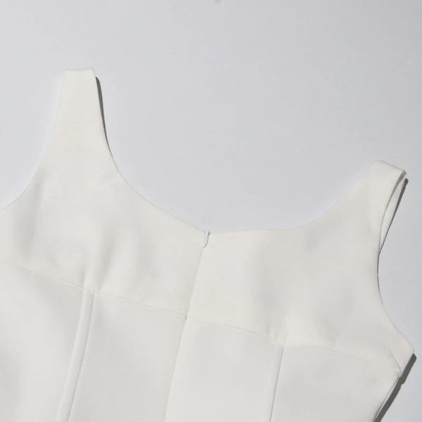 Women’s Square Collar Diamond Dress - Sleeveless Summer Cocktail Party Outfit