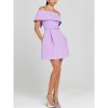 Women’s Off-Shoulder Patchwork Dress - Slash Neck Backless Evening Gown