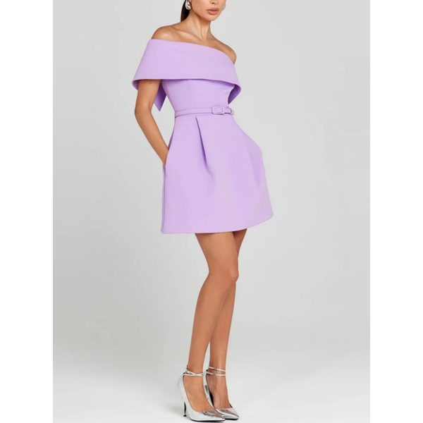 Women’s Off-Shoulder Patchwork Dress - Slash Neck Backless Evening Gown