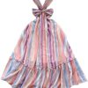 Bandage Midi Dress Women Summer Beach Vacation Sleeveless A-Line Holiday Dress Sexy Resort Evening Wear