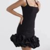 Women’s Square Neck Mini Dress - Sleeveless Color-Block Slimming Party Outfit