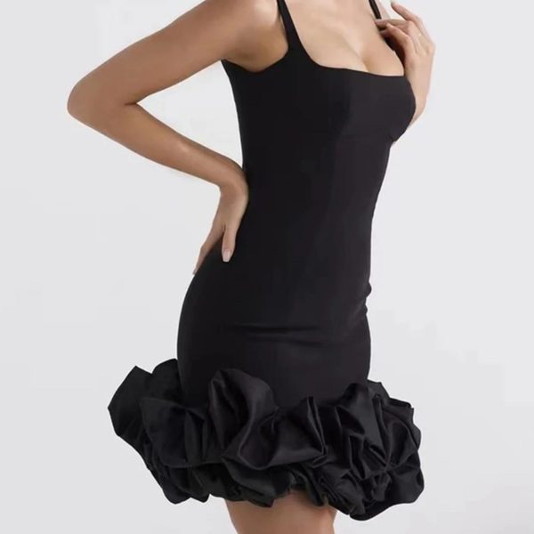 Women’s Square Neck Mini Dress - Sleeveless Color-Block Slimming Party Outfit