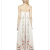 Women Maxi White Boho Vintage Floral Embroidered Sleeveless Strap Beach Long Dresses
