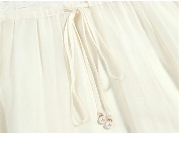 Women Dress Stringy Selvedge Round Neck Short Sleeve Lace Hollow Out Sweat Elegant Short Dress