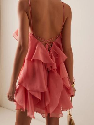 Women’s Halter Backless Dress - Sleeveless Loose Fit Beach Cover-Up