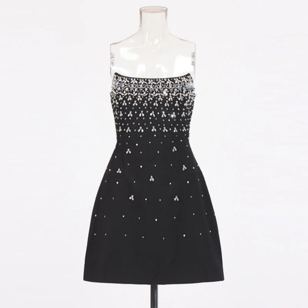 Women’s Strapless Diamond Mini Dress - Sleeveless Summer Club Outfit