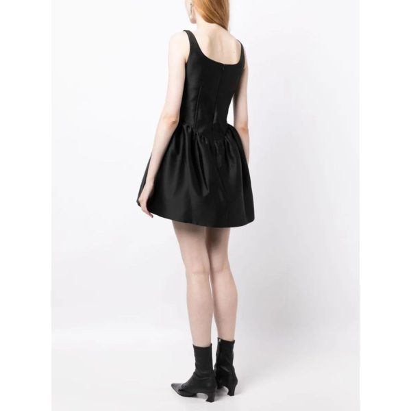 Women’s Square Collar Diamond Dress - Sleeveless Summer Cocktail Party Outfit