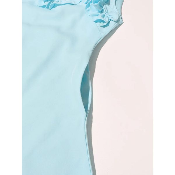 Women’s Round Neck Applique Slim Dress, Sleeveless High Waist Summer Party Cocktail Mini Gown
