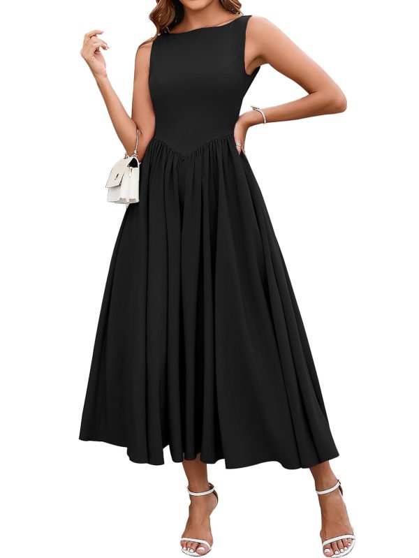 Women Summer Sleeveless Maxi Dress Casual Vacation Sundress Tank Flowy Long Formal Wedding Guest Dresses 2025
