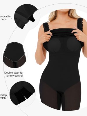 Shapewear Tank Dress Summer Maxi Dress Built-in Bra Square Neck Lace Trim Going Out Vacation Dresses for Women