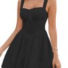 Women Summer Casual Square Neck Mini Sundress Corset A Line Flowy Swing Cute Graduation Party Short Dress