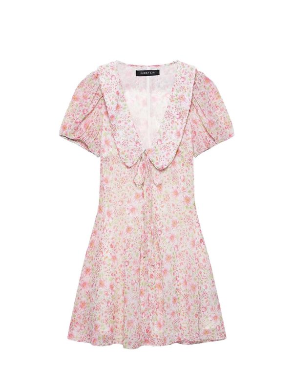 Women's Sweetheart Floral Mini Dress Sexy Slim V-Neck Vacation Beach Party Dresses
