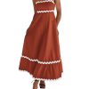 Women Summer Dresses 2025 Spaghetti Straps Sleeveless Smocked Rickrack Trim Boho Flowy Loose A-Line Midi Dress