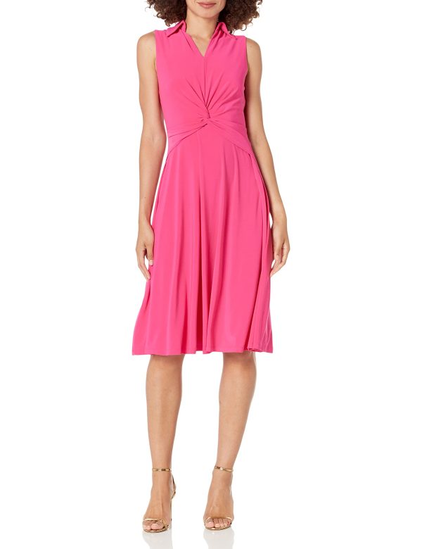 Women's Collared Twisted Waist Midi Dress