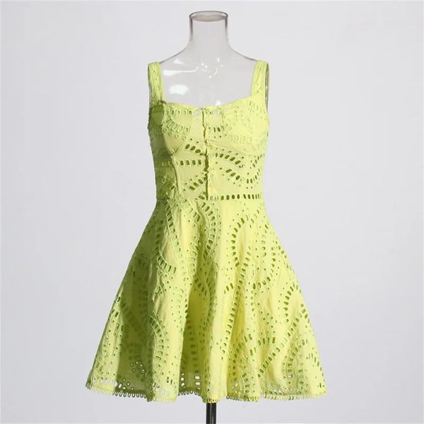 Women Summer Sundress Holiday Print Embroidery Sleeveless Tank Elastic Back Cocktail Party Dress