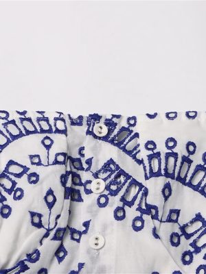 Women Summer Sundress Holiday Print Embroidery Sleeveless Tank Elastic Back Cocktail Party Dress