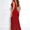 Sparkly Prom Dresses with Slit Long Mermaid Sequin Dress Off The Shoulder Ball Gowns Dress for Women RO032
