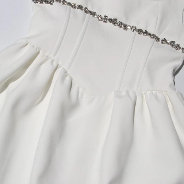Women’s Square Collar Diamond Dress - Sleeveless Summer Cocktail Party Outfit