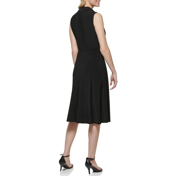 Women's Collared Twisted Waist Midi Dress