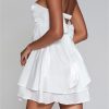 Women Tube Dresses Solid Color Strapless Off Shoulder Ruched High Waist Mini A-Line Dress