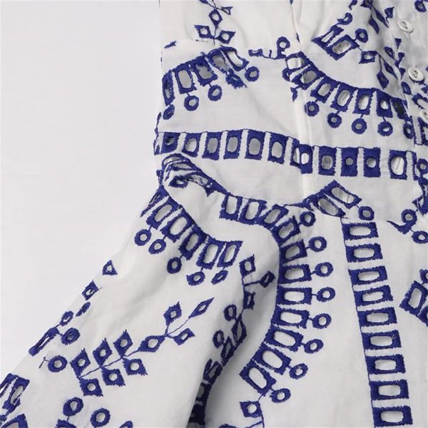 Women Summer Sundress Holiday Print Embroidery Sleeveless Tank Elastic Back Cocktail Party Dress