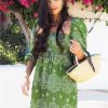 Boho Puff Sleeve Mini Dress Women Embroidery Hollow Out Casual Loose Short Beach Dress Lightweight Summer
