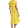 Women's Cap Sleeve Collar Dress with Wide Waistband and Front Placket