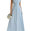 Summer Casual Maxi Sundress Ruffle V Neck Spaghetti Strap Boho Flowy Beach Vacation Long Dresses for Women 2025