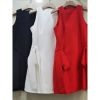 Women’s O-Neck Slimming Bowknot Mini Dress, Sleeveless High Waist Patchwork Designer Casual Summer Dress