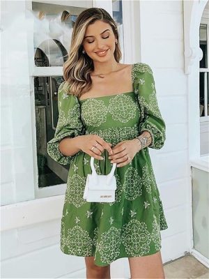 Boho Puff Sleeve Mini Dress Women Embroidery Hollow Out Casual Loose Short Beach Dress Lightweight Summer
