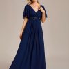 Women's Mother's Dress Chiffon V Neck A Line Appliques Waist Formal Dresses 01960