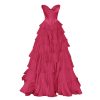 Tulle Floral Prom Dresses for Teens 2025 Tiererd Long Ball Gown Strapless Sweetheart Formal Evening Gowns with Slit