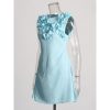 Women’s Round Neck Applique Slim Dress, Sleeveless High Waist Summer Party Cocktail Mini Gown