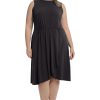 Women's Sleeveless Jewel Neck Asymmetric Hem Midi Casual Summer Fun Vacation