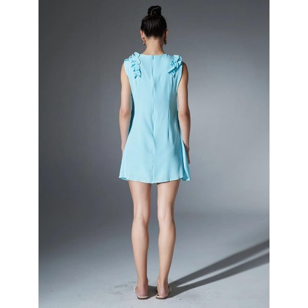 Women’s Round Neck Applique Dress - Sleeveless Slimming Summer Casual Outfit
