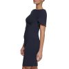womens S/S Button Sleeve Sheath With Side Ruch