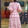 Women Embroidered Ruffle Summer Dress Light Short Sleeve Temperament Flower Dress