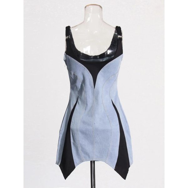Women’s Square Collar Backless Party Dress, Sleeveless High Waist Designer Slimming Summer Cocktail Gown
