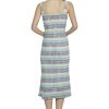 Sweetheart Neckline Midi Striped Knit, Square Neck, Summer Beach Vacation Dresses for Women