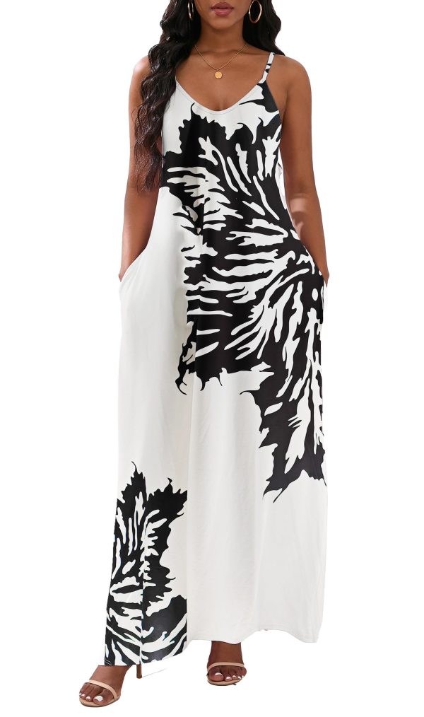 Womens Casual Fashion Sleeveless Plus Size Loose Long Sexy Maxi Dress with Pockets
