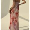 Women's Summer Floral Tube Dress Twist Front Strapless Vacation Beach Dresses Maxi Dress