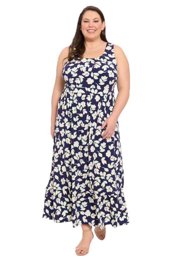 Women's Sleeveless Maxi Ruffle Hem-Tank Strap Summer Defined Waist-Wedding Guest Dress