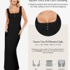 Shapewear Tank Dress Summer Maxi Dress Built-in Bra Square Neck Lace Trim Going Out Vacation Dresses for Women