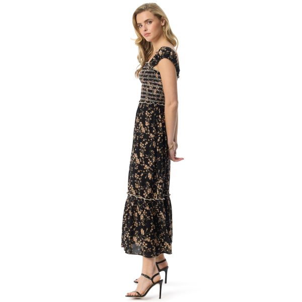 Women's Clarice Cap Sleeve Smocked 2 Tiered Maxi Dress Standard