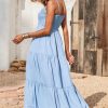 Women's Summer Maxi Dress 2025 Casual Boho Sleeveless Spaghetti Strap Smocked Tiered Long Beach Sundresses