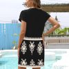 Womens Summer Casual Dresses Short Sleeve Striped Dress Boho Beach Vacation Tie Drawstring Waist Sun Dresses with Pockets
